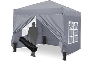 Gazebo, Leadyeah Pop Up Gazebo with Sides 2.5 x 2.5 - Heavy Duty Garden Gazebo with Fully Waterproof, 50+UV Protection for Camping and Parties, Grey