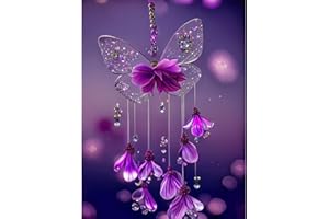 QENSPE Crystal Butterfly Diamond Painting Kits for Adults, Flowers Diamond Art Kits Full Drill 5D Diamond Painting Kit for Kids Beginners, DIY Crystal Picture Art for Home Wall Decor 30x40cm
