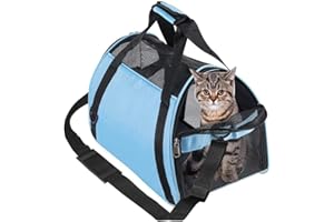 PYKESALY Cat Carrier Dog Carrier Pet Carrier, Airline Approved Soft-Sided Foldable,Puppy Carrier with Breathable Mesh for Small Medium Cats Dogs Rabbit (M, Blue)