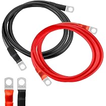 Câble De Batterie 300 Cm En Cuivre 10 Mm² Avec Cosses à œillets M6 - Pour Voiture, Bateau, Solaire