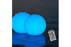 GENERIC Lot de 2 boules lumineuses LED de 10,2 cm avec télécommande, 16 couleurs changeantes, lampe d'ambiance étanche IP68 pour chambre d'enfant, piscine, fête et décoration de Noël