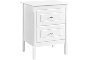Yaheetech Comodino da Camera da Letto Bianco Moderno con 2 Cassetti Armadietto Cassettiera Cameretta Tavolino da Salotto Lato Divano 48 x 40 x 61 cm