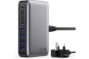 FEOB 200W USB C Fast Charger Block,Upgraded GaN III 8-Port Charging Station Hub,PD 65W Laptop Charger Power Adapter Compatible with MacBook Pro/Air,Steam Deck,Dell XPS,iPhone 16 Pro/15,Galaxy S24/S23 etc