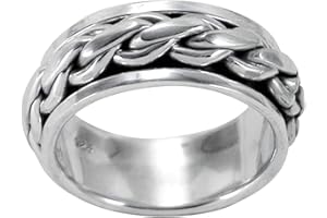 DESIGNER INSPIRATIONS BOUTIQUE MENS 9MM Wide Celtic Braided Weave Sterling Silver Spinner/Spinning/Spin Band Ring - 925 Sterling Silver - Meditation Worry Stress Ring - Available in Sizes: R - Z+1