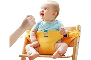 Lychee Baby Dining Chair Safety Seats with Straps, Toddler High Chair Harness Belt, Portable Feeding Booster Seat Strap for Travel/Home/Restaurants/Shopping (Yellow)