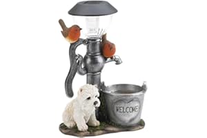 JiMayday Garden Solar Lights Animal Climbing Garden Statue, Resin Dog Statue with Post Light Lantern, Outdoor Animal Decking Light, Resin Figurines Ornaments for Patio, Yard, Walkway, Garden