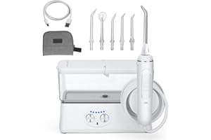 Water Flosser for Teeth, h2ofloss Oral Irrigator with 5 Jets 6 Modes IPX7 Waterproof Water Dental Flosser, Removable 420ml Dental Water Pick, USB Recharged for 30 Days Use at Home Travel