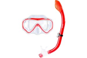 TWO BARE FEET Kids Mask DRY TOP Snorkel Silicone 2PC Junior Diving Set