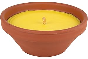 Cofan Velas de Citronela en Recipiente de Terracota | Capacidad de 300 g. | Duración aproximada: 20 Horas | Pack de 6 Unidades o Venta unitaria (1, Amarillo)