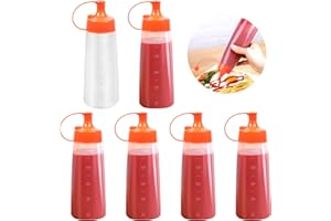 ZOOQUE Bottiglie Condimento 400ML 6 Pezzi Bottiglia Squeeze Bottle Bottiglia Salsa di Plastica per Ketchup Senape Mayo a Prova di Perdite e Senza BPA