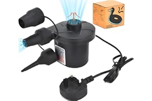 YYAOEMI Electric Air Pump with 3 Nozzles, 240V AC/50W 50/60Hz, Fast Filling AC Inflator for Bed Mattresses Bath Pool Inflatable Beach Toy