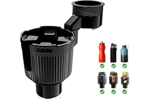 WINDFROMORT Portavasos para Coche - Soporte Botella - Multifuncional Portavasos Ajustable Universal para Latas, Tazas, Termos, Ideal como Posavasos Coche, Compatible con la Mayoría de Vehículos (Negro)
