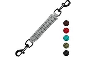 PetBonus Hundehalsband Clips, handgefertigtes Sicherungsband für Hundegeschirr, Stachelhalsband, doppelendiger Leinenverbinder (Grau)