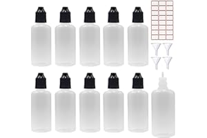 XIAONAN 20 x 50ml Leerflaschen Liquidflaschen Plastikflaschen Dropper Kunststoff Tropfflaschen + 4 Trichter (Flaschen + Schwarzen Kappen + Spitzen + Trichter + Leere Etiketten)