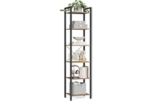 ‎VASAGLE VASAGLE regał na książki, regał stojący, regał do przechowywania z 6 poziomami, przemysłowy design, do biura, gabinetu, salonu, sypialni, 30 x 40 x 187,5 cm, brązowo-czarny LLS101B48