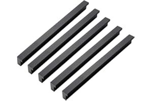 Qrity 10 Pezzi Moderno Armadio in Lega di Alluminio Armadio Maniglia Della Porta del Cassetto del Mobile Tira Manopole, Centro del Foro 192mm, Nero