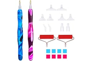 GIEEU Diamond Art Pens Kits，Resin Diamond Painting Pen， 5D Diamond Painting Accessories Tools with Diamond Art Tools Roller,Glue Clay and Multi Replacement Pen Heads for DIY Craft