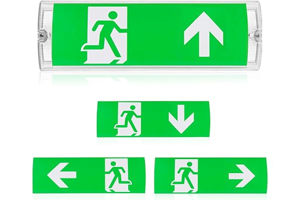 Éclairage de secours à LED, éclairage de sortie de secours à LED, éclairage de sortie de secours étanche IP65 avec batterie de secours, panneau de sortie de secours éclairé 3H, 4 pictogrammes