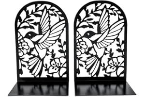 GOSLYLY Serre Livres Métal Cale Livre-Noir Séparateurs de Livres Anti Rayures pour Bureau, Maison, Écoles CD, Librairie et Bibliothèque (Colibri)