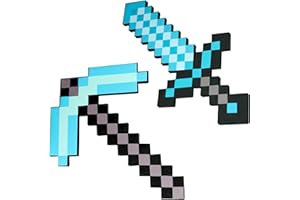 Clvsyh Schwert und Spitzhacke Spielzeug Set, 2 Stück 45 cm Schwert Spielzeuge, Diamant Schwert Zubehör, für Spielthemenpartys, Geburtstagsfeiern, Rollenspiele, Halloween,Weihnachten