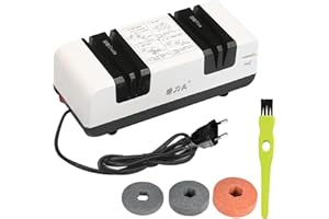 Sunydog Aiguiseur de x électrique professionnel Affûteurs de coupe automatiques multifonctionnels avec biseau de 15 degrés rainures brutes et fines pour x dentelés droits Ciseaux Meuleuse de