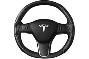 Arcoche Funda para Volante para Tesla Model 3 Model Y 2017-2023, Funda para Volante de Fibra de Carbono Grip Coustom Fit para Tesla Model 3 Model Y Accesorios