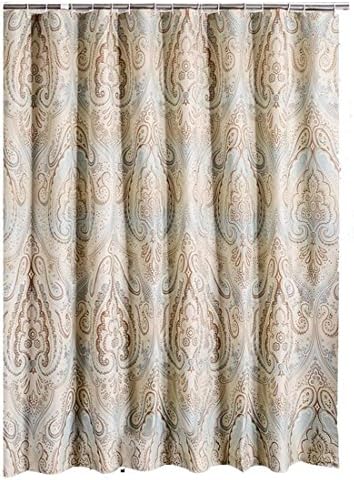 Polyester Shower Curtain Set With Hooks Beige Bath curtain, Logs Color Serrate Line Pattern Waterproof No Transparent Washable Bathroom Washroom Shelter Enough Rings , 220*200cm