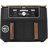 Ninja Foodi MAX Dual Zone Heißluftfritteuse [AF400EUCP] Amazon Exclusive, ‎2470 Watt , 9,5 L, 2 Heißluft-Frittierfächer, 6 Fu