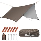 Unigear Yağmur Ge&ccedil;irmez Tente, Kuşg&ouml;z&uuml; ile Kamp Tentesi + 6 Al&uuml;minyum Kazık + 6 Halat, Seyahat, Trekking ve Doğa Y&uuml;r&uuml;y&uuml;ş&uuml; i&ccedil;i