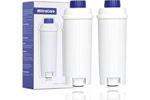 XtraCare Filtro Addolcitore per Delonghi Macchina Caffè, Filtro Acqua Addolcitore con Cartucce a Carbone Attivo, Adatto per DLS C002, DeLonghi Magnifica, Dinamica e ECAM, ESAM, ETAM (2 Pezzi)