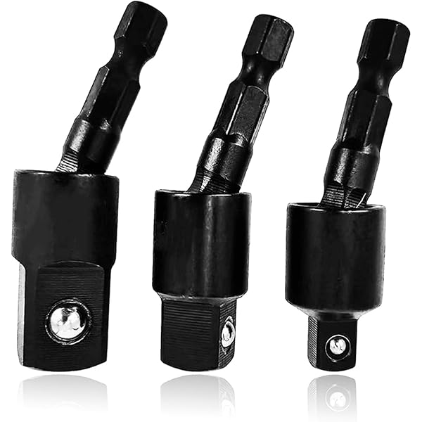 Yuentoen 8 Piece Impact Socket Adapter Set - Hex Shank To Square Socket Drill Bit Extensions (1/4", 3/8", 1/2")