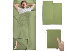 YARVPUV Outdoor Sac de Couchage Ultra léger, Drap de Sac de Couchage d'été - Sac à Viande, Ultra léger - Petit Format Une Fois Plié - 220 x 90 cm, Vert