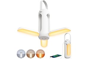 MOJINO Camping Light Rechargeable, 10000mAh LED Camping Lantern with 3 Dimmable Lamp Modes for Tents, Camping Accessories for Outdoor Picnic Hike or Power Cuts Equipment Indoor, White