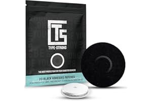 TYPE STRONG Freestyle Libre 3 Sensor Covers Waterproof for Sensitive Skin. CGM Adhesive Patches Pre-Cut for Freestyle Libre, Medtronic Guardian, & Dexcom G7. Sweat-Resistant 10-14 Days, 20 Pack, Black