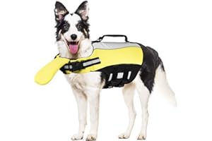 POPETPOP Dog Life Jacket for Swimming - Pet Float Coat Reflective Dog Vest Saver Swimsuit Vest with Padding for Small, Middle, Large Dogs