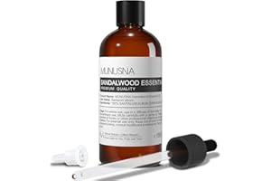 Sandalwood Essential Oil, MUNUSNA 100% Natural Sandalwood Oils for Aromatherapy Skin Hair Care, Pure and Natural Essential Oils for Aroma Diffuser, Candle Making, Soaps, 100ml