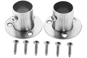 HICELLO 2 szt. uchwytów do drążka do szafy ze stali nierdzewnej, z kołnierzem, 22 mm