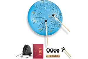 YUENGJGI Tongue Drum,Tamburo in Acciaio,6 Pollici 11 Toni Tamburo Tamburo per Lingua Handpan,Steel Tongue Drum per la Meditazione Yoga Terapia del Suono-Blu