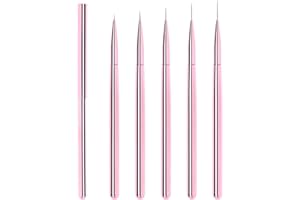Lokaloka 6/9/12/15/18mm Pennelli Unghie Gel Sottile Nail Art Professionali con Tappo, 5 Pezzi Pennello French Penna Pennellino Set per Ricostruzione Acrigel Semipermanente Oro Rosa