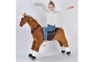 UFREE Ride on Pony, Horse toy,Giant Plush Animals,White Mane and Tail,6 Years to Adult