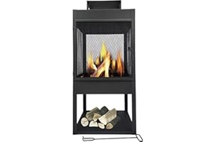MaxxGarden Artemis, Fogón, Estufa Decorativa de Exterior, brasero, Chimenea de jardín/terraza en Acero con Recubrimiento de Polvo Negro, Ø45 x 100cm + Cobertura Gratuita