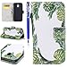 Produktbild EUWLY Lederhülle für [Samsung Galaxy J7 2017 European Edition], Bunt Niedlich Hülle Ledertasche Handytasche [Brieftasche] Leder Hülle Kreativ Vintage Lanyard Strap Muster Ledertasche Handyhülle Flip Case Wallet Cover Folio Klapphülle Handyhülle Bookstyle Magnetverschluss Standfunktion Karteneinschub Kunstleder Tasche Cover für Samsung Galaxy J7 2017 + Blau Eingabestift-Grün Baum Blatt