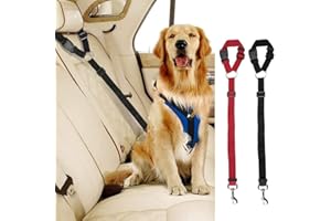 LYDNKIM Ceintures de sécurité pour Chien de Voiture, Paquet de 2, appuie-tête de Voiture, conduits de sécurité réglables, Harnais de Ceinture de sécurité pour Animaux de Compagnie, Chats, Chiens