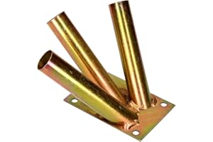 SOLADIRECT Triple Flag Pole Holder - Wall Mounted Flag Pole Bracket, Galvanised (Gold), Rust and Weather Resistant, Heavy Duty Flagpole Mount for Home and Outdoor Use