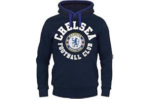 Chelsea FC Officiel - Pull Graphique à Capuche thème Football - Polaire - Homme - Bleu