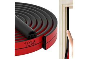 Symyda Guarnizione Finestra, Guarnizione Porta Blindata Adesiva D Tipo, Paraspifferi Porta Blindata Silicone, Guarnizioni Finestre Porose Insonorizzata (10 M,Nero)