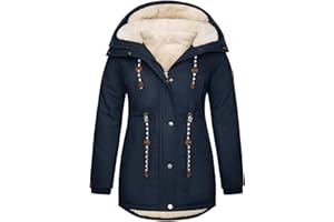 Tuopuda Womens Plus Size Parka Winter Coats Thick Fleece Lined Coat Thermal Cotton Parka Jackets Warm Hooded Zip Up Windproof Overcoat Outerwear