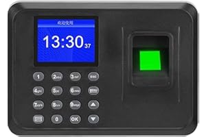 DAUERHAFT Macchina per la rilevazione delle presenze con impronte digitali, registratore con orologio biometrico con display 2, 4 pollici, lettore per il check in dei dipendenti, di
