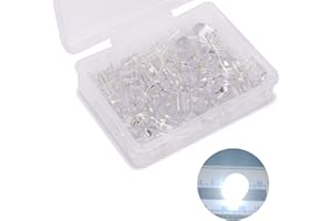 KA WAH CORE 10mm Diodes Électroluminescentes LED, Blanc Ronde Diffuse Lumieres à Diodes, 3V Bi-pin Diode Ampoule LED, Haute Luminosité Lampe Diode à Souder (40 Pièces)