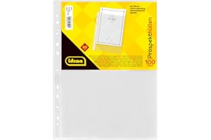 ‎IDENA Idena 376010 - 100 Stück Klarsichthüllen A4 glasklar, Prospekthüllen aus Kunststoff 60µ, dokumentenecht, Klarsichtfolien mit Universallochung